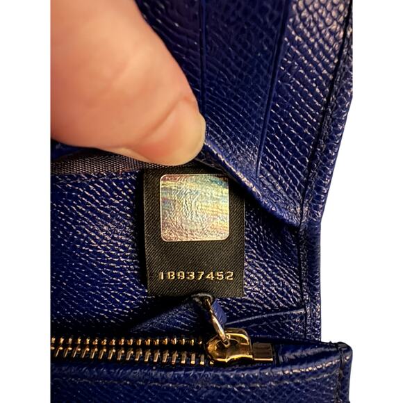 BVLGARI Long Wallet Logo Clip Bi-Fold Royal Blue Leather Light Pink Lining - Picture 8 of 16